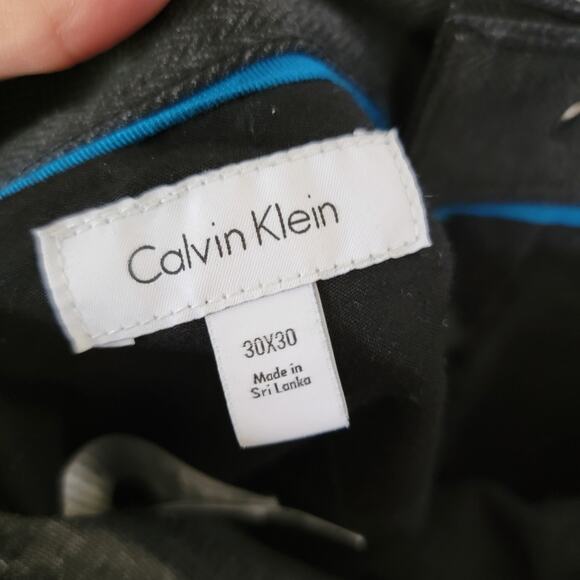 Calvin Klein Dark Gray Herringbone Slim Trouser Classic Dress Pants Size 30 x 30 - Picture 11 of 15